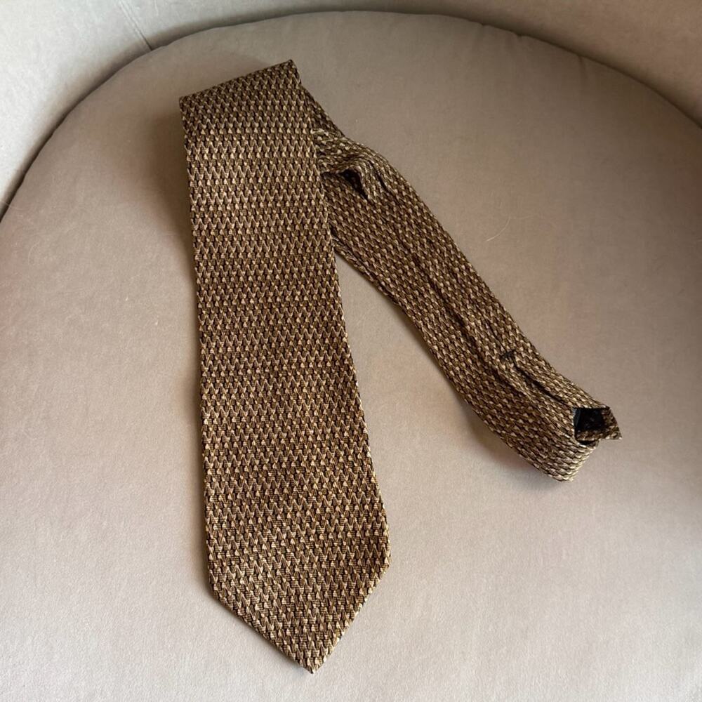 Johnston & Murphy Silk Tie Brown Grey Geometric